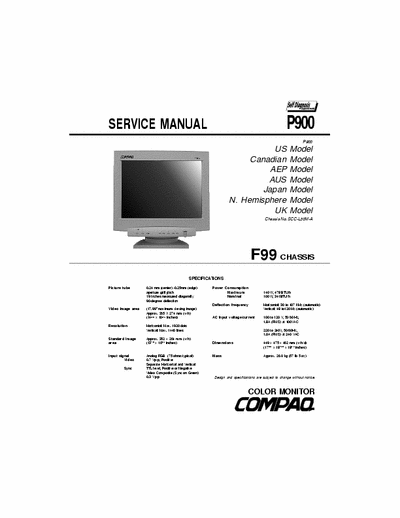 COMPAQ P900 [F99chassis] Service Manual monitor 17